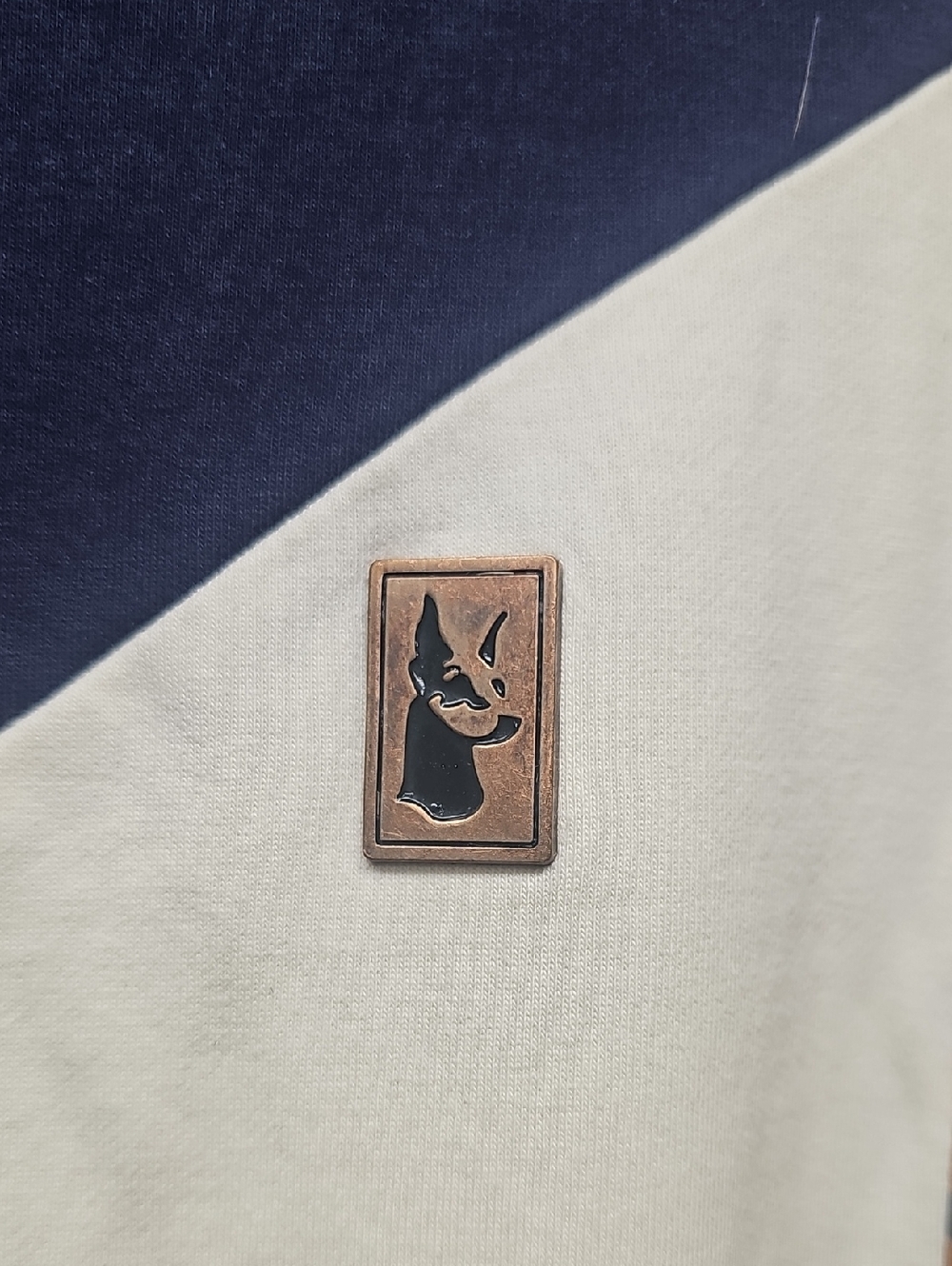 MAKOBI Colorblock Geometric Tee - Navy, White, Brown - Picture 2 of 7